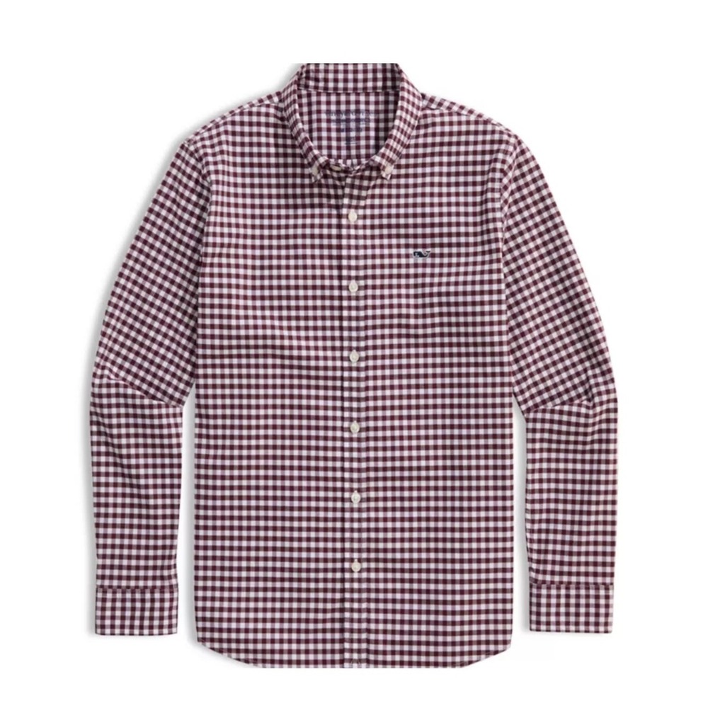 Vineyard Vines Gingham Stretch Poplin Button Down Shirt - Red - Sz Med - NWT